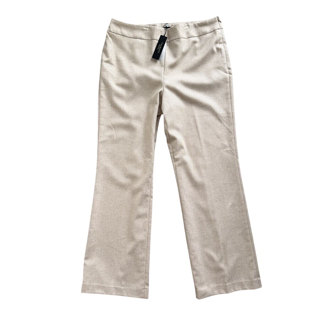 Talbots Classic Side Zip Pants Womens 14 Tall Beige Straight Wool Trouser NWT